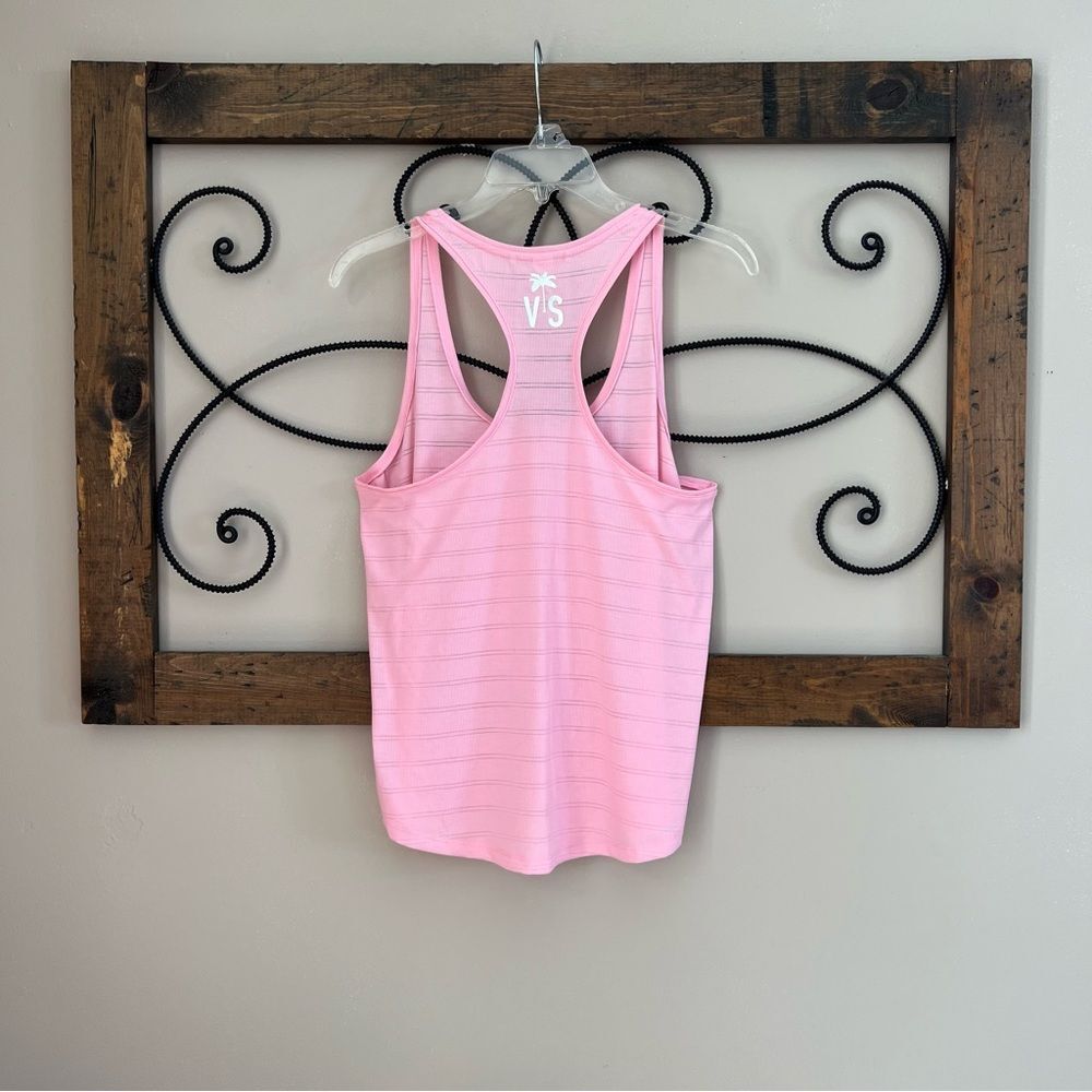 Victoria’s Secret Petal Pink Silver Stipe Racerback Athleisure Yoga Tank Size M - Picture 6 of 13